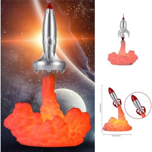 3D Printing Rocket Light USB Rechargeable Rocket Night Light Electric Creative Ornament LED Home Desk Table Lamp Decoration