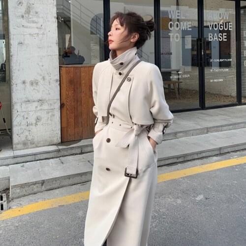 Vogue Korean Style Women Trench Coat Double-Breasted Long Windbreaker for Lady Spring Autumn Outerwear Female Duster Coat