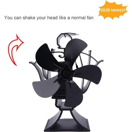 5 Blades Heat Powered Stove Fireplace Fan for Wood Log Burner Heater Fuel Saving