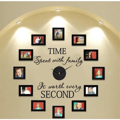 " Time Spent With Family..." Family Quotes Vinyl Wall Sticker Home Wall Decals Decor, Not Including Photo Frames