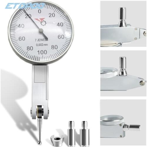 High Accuracy 0.8mm 0.01mm/0.2 mm 0.002mm Dial Test Indicator With 7 jewels Dial Indicator Gauge Scale Precision Metric Dovetail