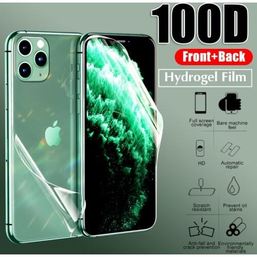 Pelicula protectora de hidrogel 20D para IPhone X XR XS 11 Pro Max 8 7 6 6s Plus pelicula protectora de pantalla no de vidrio