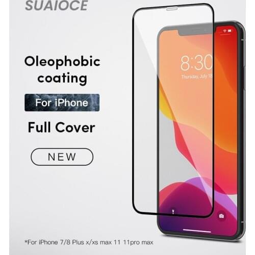 SUAIOCE 0.3mm Screen Protector Tempered Glass For iPhone 11 Pro Xs Max X Xr Protective Glass For iPhone 7 8 Plus Full Cover Film