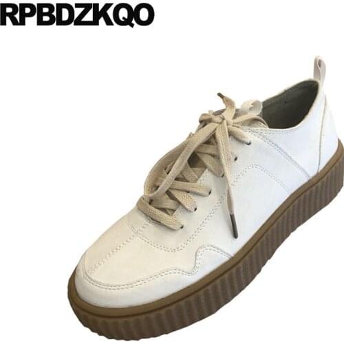 White Elevator Thick Sole Chinese Trainers Harajuku Sneakers Leisure Lace Up Creepers Platform Shoes Women Ladies Flats Muffin