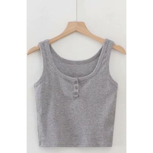 Summer tank tops women white crop top cute streetwear sexy vintage button up tops black cropped top sleeveless tops pink