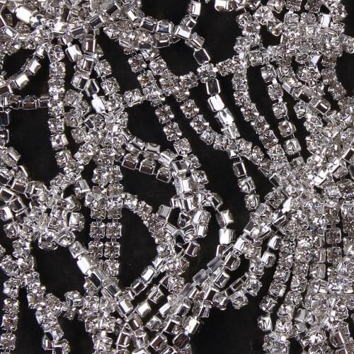 ZOTOONE SS10 1Yard Rhinestones for Clothing Stones White Clear Crystals Cup Chain Rhinestone Trim Sew on Ornament Accessories E