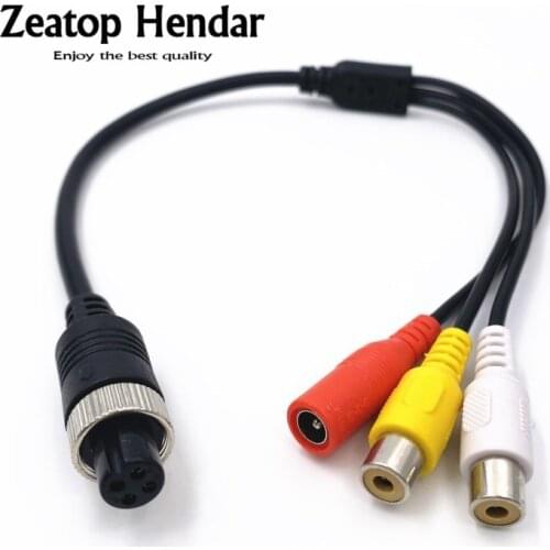 1Pcs M12 4Pin Aviation Female Plug to 2 RCA + DC Female Extension Cable Adapter for CCTV Camera Security DVR Microphone 35CM