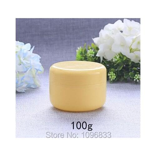 100ML 100G Plastic Cream Jar Yellow Color, Cosmetics or Medical Cream Packing Container, Empty Yellow Plastic Pot, 50pcs/Lot