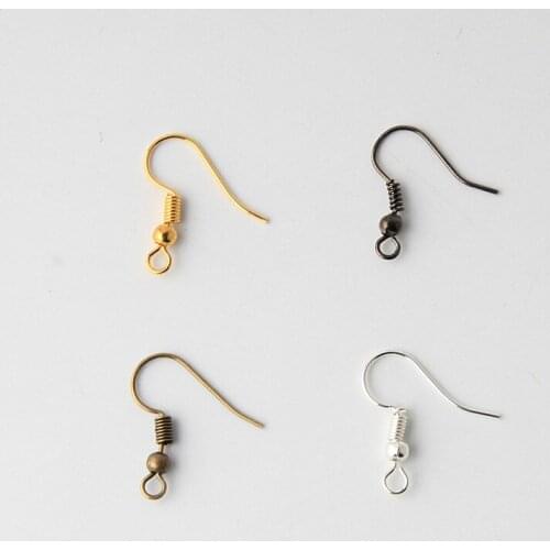 100pcs/lot 6 Colors Fashion Beads Iron Ear Hook Clasp Charms Earring Wires Fit DIY Jewelry Findings Handmade DIY Earring Accesso