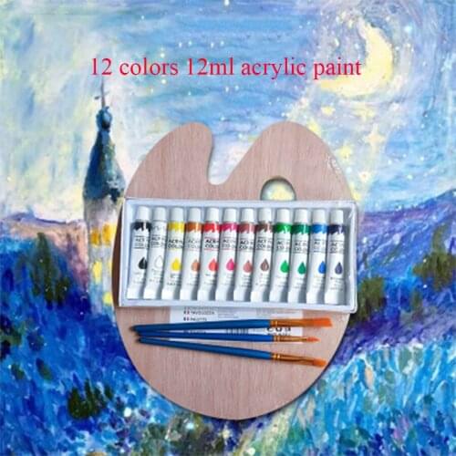 12/24 Colors 12ML Aluminum Tube Professional Acrylic Paint Set For Fabric Clothing Nail Glass Drawing Painting For Kids Art