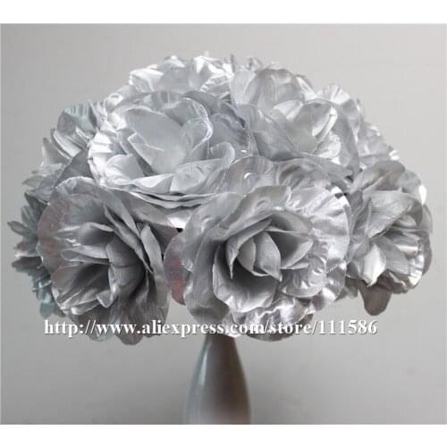 20cm silvery wedding silk kissing flower ball decorations table centerpiece plastic inner celebration flower party decoration