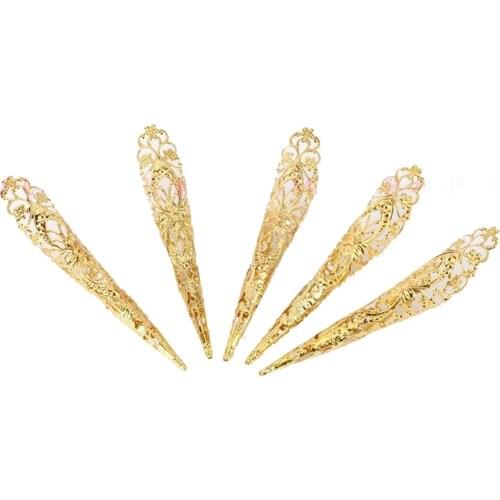 Songyuexia Belly dance peacock false nail dance Indian Thai Golden Finger Jewelry For Belly Dance Dancing Finger Cot Costumes