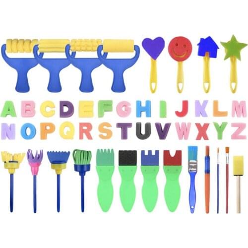 47Pcs Children Paint Sponge Brush Alphabet Stamper DIY Graffiti Drawing Tools sponge brush head easy for children to master and
