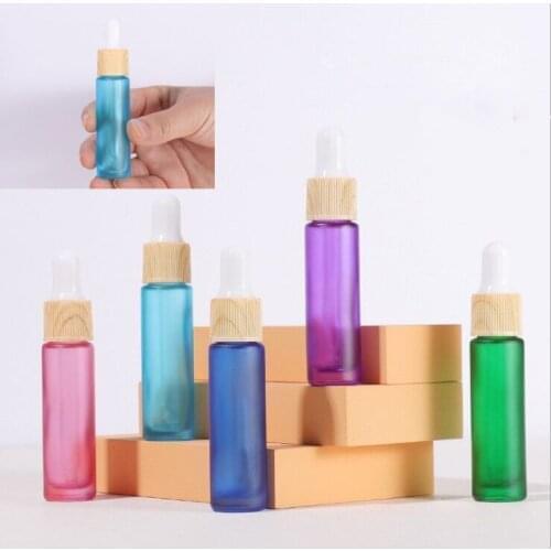 50pcs 10ml Tube Glass Dropper Dispenser Bottle Wood Grain Essential Oil Bottles Cosmetic Containers Empty Refillable Bottles