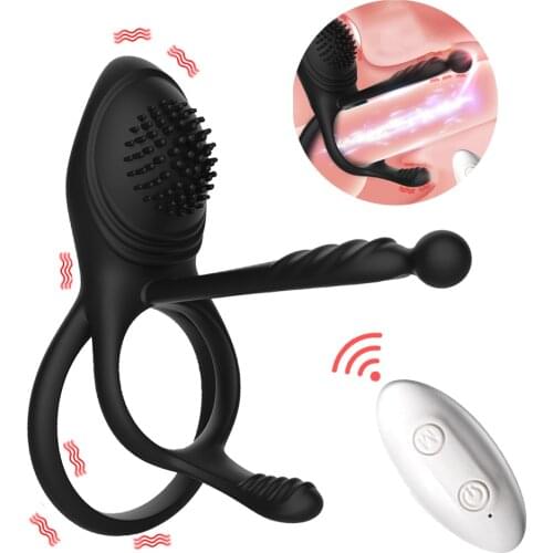 Remote Control 7 Speed G-spot Vibrator Silicone Anal Vagina Stimulation Cock Ring Delay Ejaculation Vibrating Penis Ring Sex Toy
