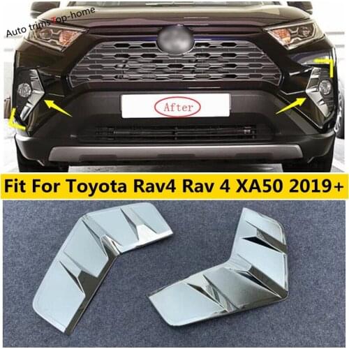Yimaautotrims Accessories For TOYOTA RAV4 RAV 4 XA50 2019 - 2021 Chrome Front Fog Lights Foglight Lamp Eyelid Eyebrow Cover Trim
