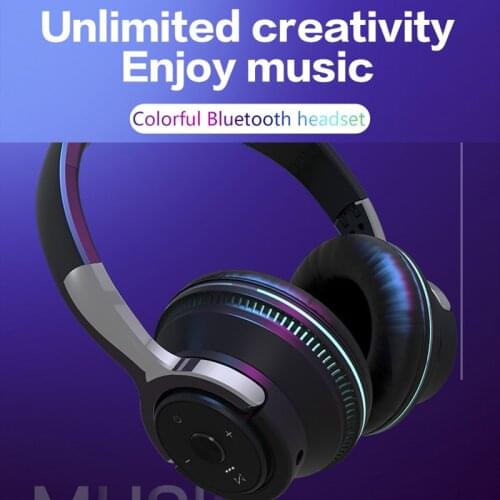 H2 Wireless Headphone LED Lights Headset Bluetooth 5.1 Head-over Microphone Earpiece Gaming Music Earphone 300 Hours Standby