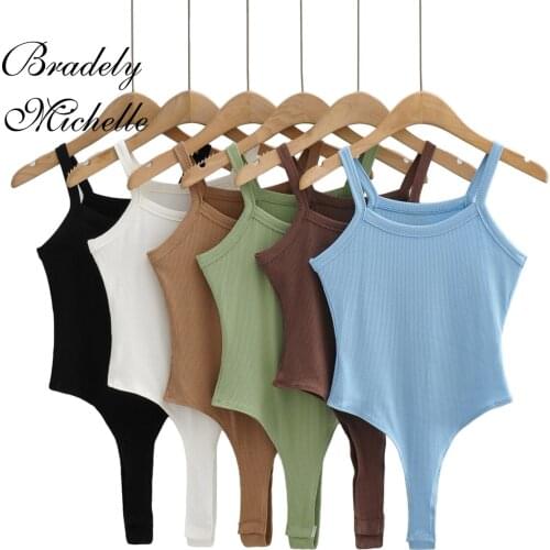 BRADELY MICHELLE 2021 Summer New Arrival in Store Pure Color Knitted Casual Tight Sexy Beach Style Bodysuit