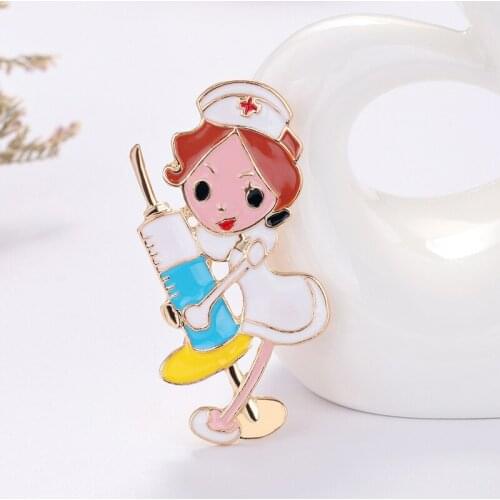 20 Styles Nurse Medicine Stethoscope Pins Brooch Women Colorful Metal Jackets Badges Lapel Jewelry Accessories