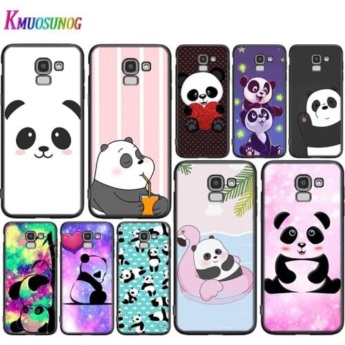 Black Cover Cute Cartoon panda for Samsung Galaxy J8 J7 Duo J6 J5 Prime J4 Plus J3 J2 Core 2018 2017 2016 Phone Case