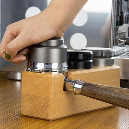 Wood Coffee Tamper Holder Polish Surface Space Saving Polish Surface Espresso Tamper Stand Coffee Tamper Supply