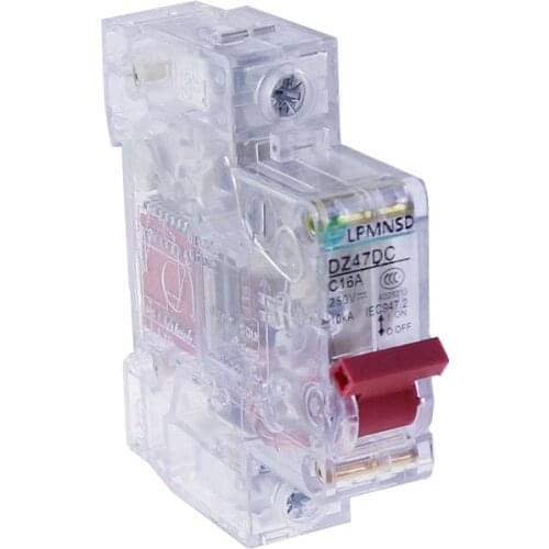 DZ47-63 1P DC 6A 10A 16A 20A 25A 32A 40A 50A 63A transparent DC250V Mini Circuit breaker MCB C45 C type