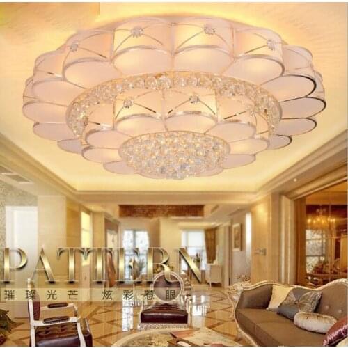 European LED Ceiling Crystal Light Living Room Round Luxury Atmosphere Villa Reflow Lamp Restaurant Bedroom Lights lamps