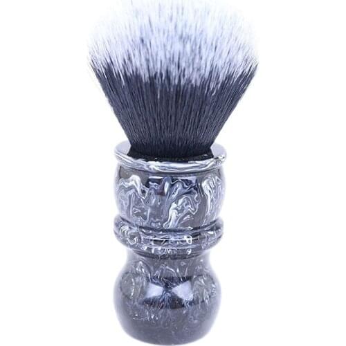 Yaqi 24MM Tuxedo Black and White Tip Synthetic Hair Marble Color Resin Handle Barber Shaving Brush