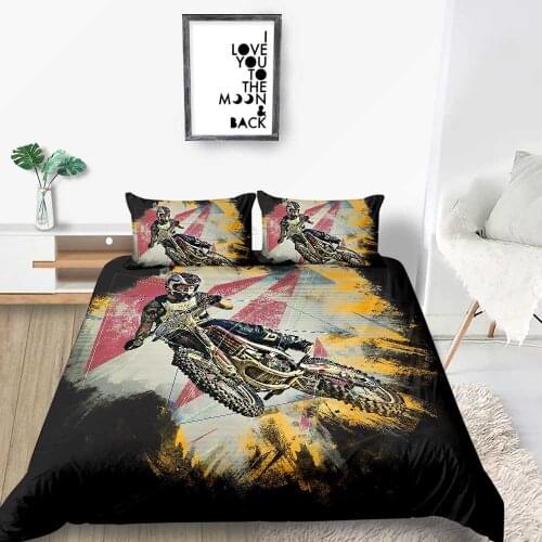 Motorcycle Show Bedding Set Fashionable Cool 3D Duvet Cover Artistic King Queen Twin Full Single Double Comfortable Bed Set