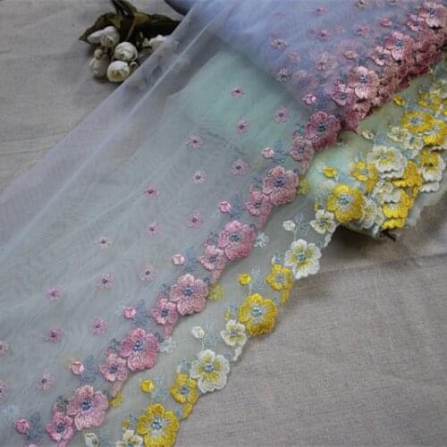 7.87"20cm wide (2yards/lot) Embroidered Floral Tulle Lace Trim ,Mesh Embroidery Lace Trim, Lace Garden