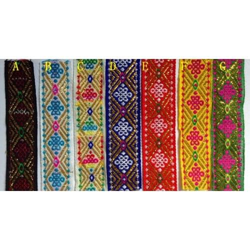 2.4cm nation style single face metallic embroidery ribbon trimming,geometric webbing,7 colors for choose,XERY0717B