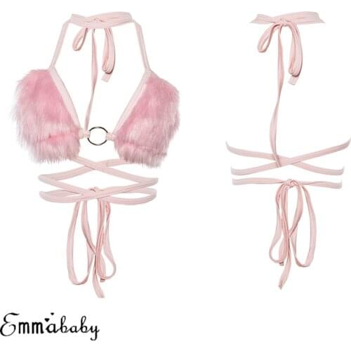 Fashion Sexy Women Sleeveless Plush Tank Tops Bustier Cami Sleeveless T-Shirt Summer Vest Crop Top Strappy Vest Crop Top