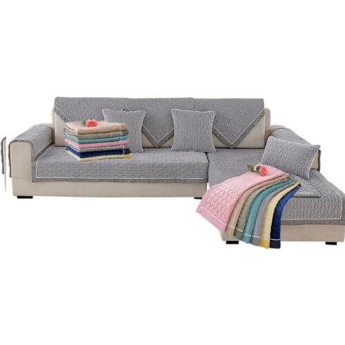 Soft Short Plush Geometric Embossed Sofa Cover Cotton Non-Slip Sofa Chair Covers Mats Living/Drawing Room Decorative L-Shaped