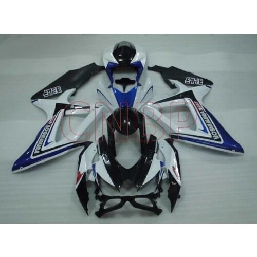Full Body Kits GSX-R600 2008 - 2010 K8 Blue Black White Body Kits GSX R 750 2008 Motorcycle Fairing GSXR750 2008 no paint