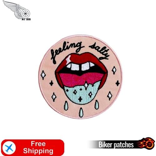 Feeling Salty Embroidered Patches Iron on for Clothing Accessories Biker Jacket Badges Punk Things Sewing Applique Free Shipping
