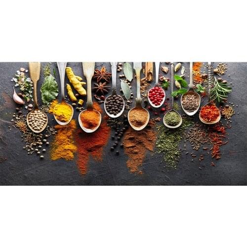 Kitchen Spice Wall Art Poster Decor HD Spoon Spice Seasoning Food Canvas Oil Painting Mural Home Bedroom Decoration No Frame
