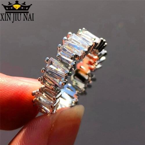 Engagement Handmade white Trapezoid irregular Stone Rings For Women Fashion Finger Accessories Wedding Band Thin Baguette Ring