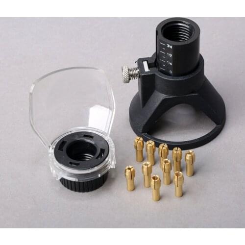 1Pc Drill Dedicated Locator+10Pcs/Set 0.5mm-3.2mm Brass Collets Tool+1x Protective Cover for Electric Grinder Polishing Grinding