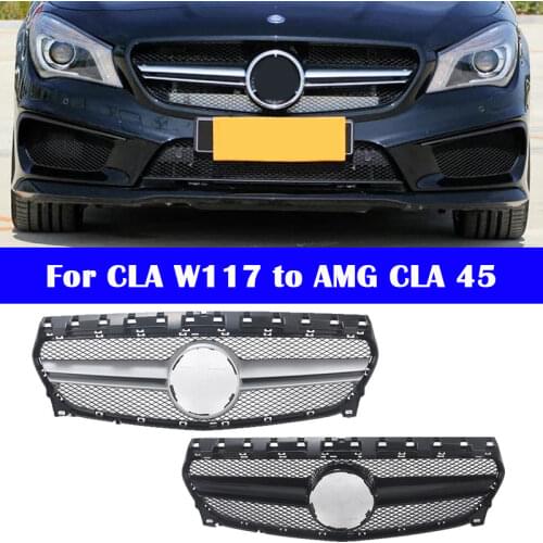 Front diamond grille modified to AMG CLA45 style Car styling Middle grille for Mercedes-Benz CLA class W117 2013-2019