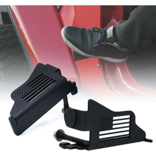 Flag Style Front Black Steel Foot Pegs Pedal for 2018-2021 Jeep Wrangler JL JLU For Auto Car Accessories 1Pair