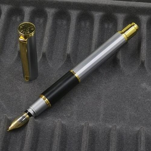 Old Stock Fuliwen 2003 Silver With Gold Clip Fountain Pen Ink pen Aerometric Pen M Nib Stationery Office school supplies