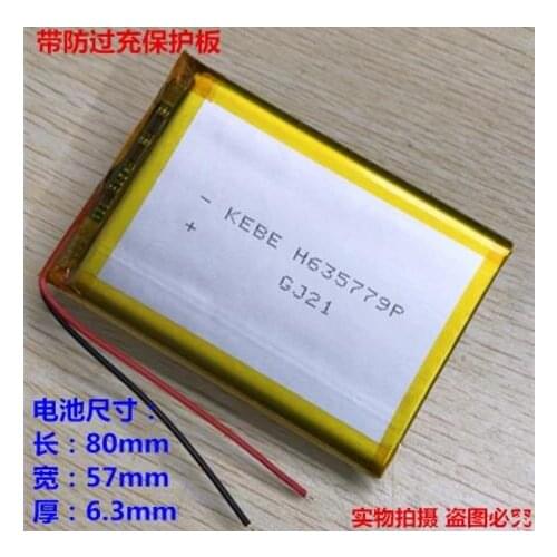 3.7V polymer lithium battery 4000mAh 635779 suitable for 7 inch Tablet PC battery 606080