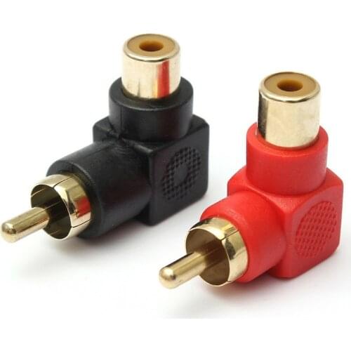 1Pair RCA Right Angle Connector Plug Adapters Red & Black Male To Female 90 Degree Elbow Audio Adapter