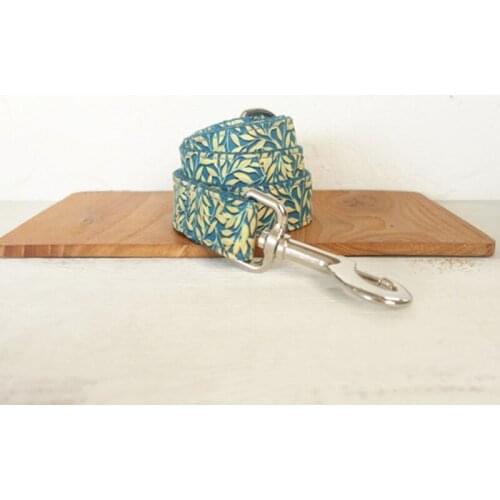 Customized Dog Collar Engraved Puppy ID Tag Leash Collar Set Adjustable Outdoor Fashion Print Pet Collar Leash Golden Leaves