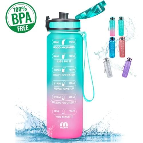 Sport Water Bottle MTB Bike Cycling Water Drink Bottle With Straw Motivational Camping Water Cup BPA Free Sports Waterbottle