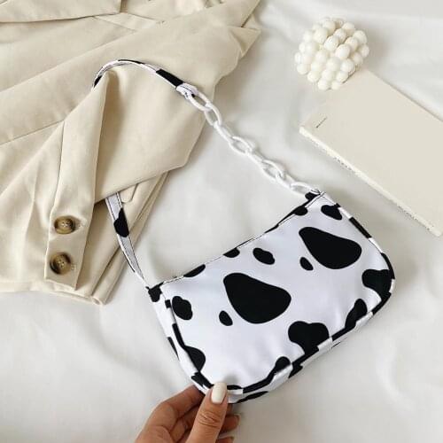 Fashion Cow Milk Print Women Handbag Totes Female Casual Underarm Shoulder Bags Popular Simple Female Daily Bag