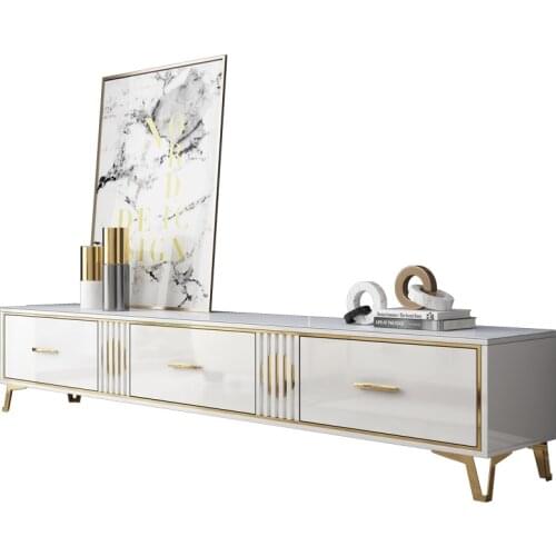 Light luxury white TV cabinet post-modern Nordic ins style simple coffee table combination living room Port-style new furniture