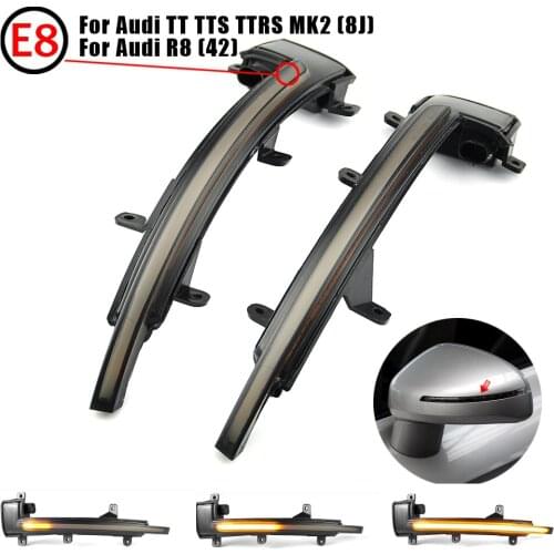 For Audi TT TTS MK2 8J 2007-2014 TTRS R8 LED Dynamic Turn Signal Light Sequential Side Wing Mirror Indicator Lamp Blinker Trim