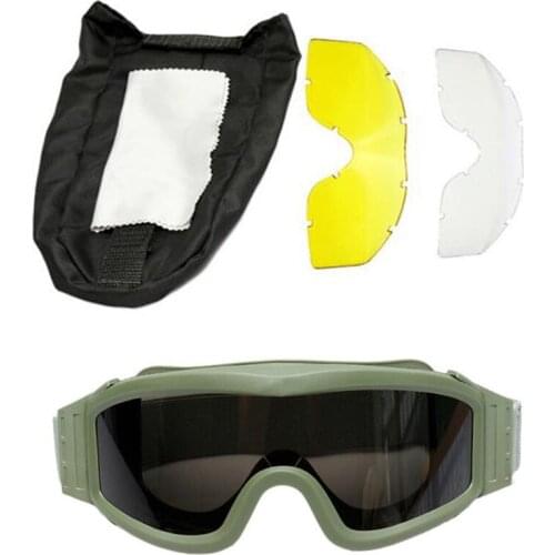 3 Lens Military Airsoft Tactical Goggles Shooting Glasses Motorcycle Cycling Windproof Safety Protective Goggles Hiking Eyewear