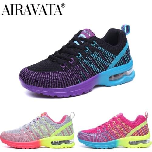 Newbeads Womens Lace Up Running Sneakers Outdoor Breathable Fashion Female Jogging Shoes Fitness Colorful Air Cushion Shoes